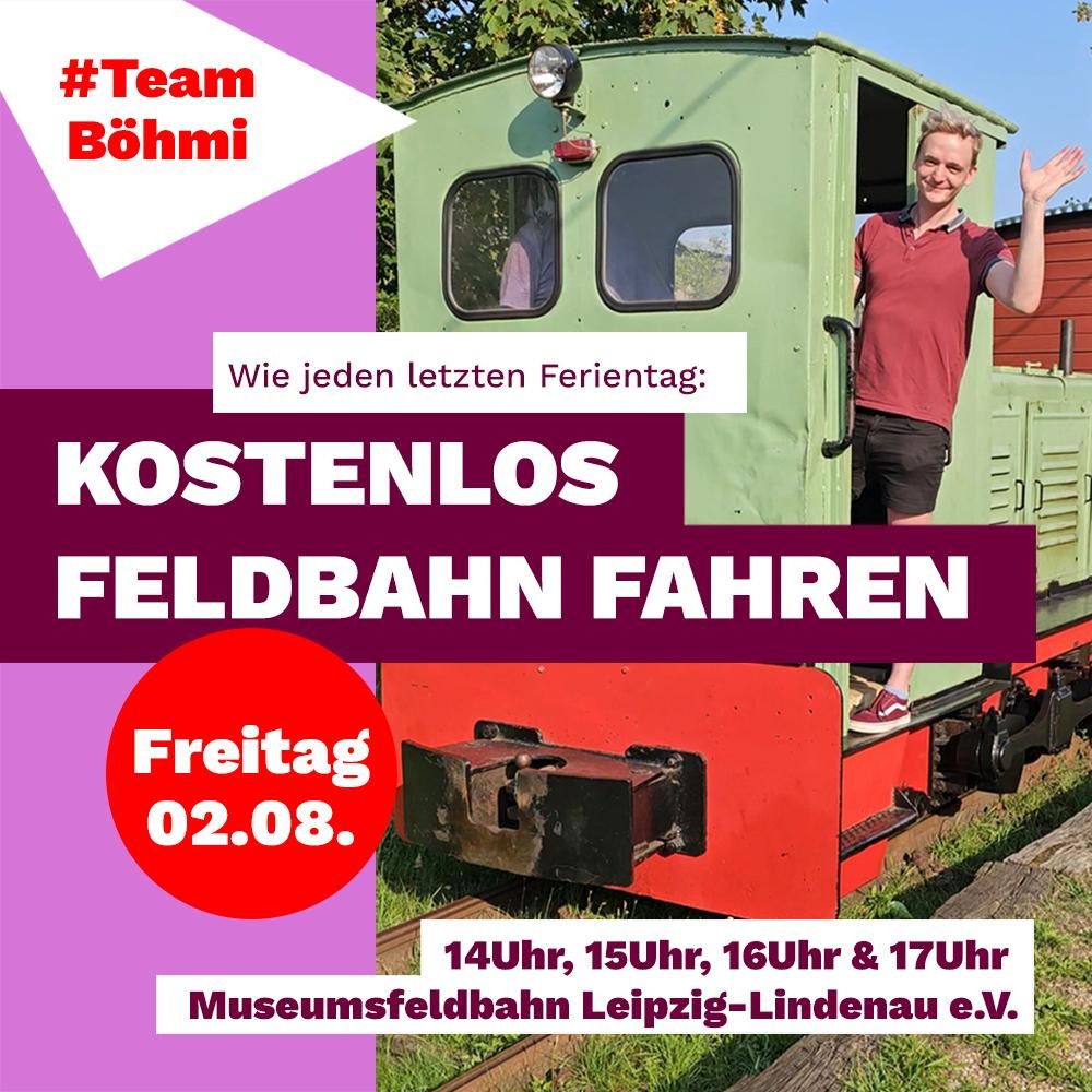 Am Freitag 02.08.: Kostenlos Feldbahn fahren!